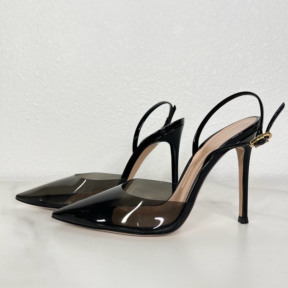 Gianvito Rossi Ribbon d'Orsay Plexi and Leather Slingback Pumps - Size 36 - Picture 4 of 9